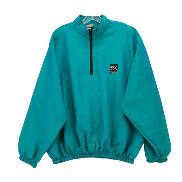 surf style Other - Vintage 90s SURF STYLE Windbreaker Jacket 1/4 Zip Iridescent Blue Green ONE SIZE